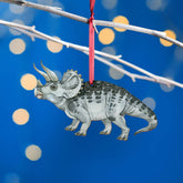 Wooden Triceratops Dinosaur Christmas Tree Decoration